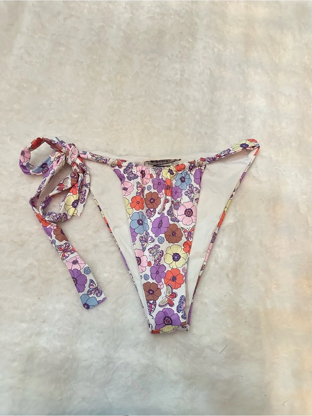 New! Frankie's Bikinis Multicolor Floral Side Tie Bikini Bottom 39118